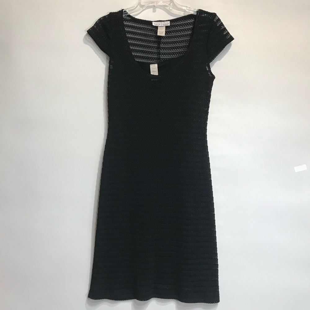 WHBM Crochet Dress 2 Piece Cap Sleeve Black Size Medium